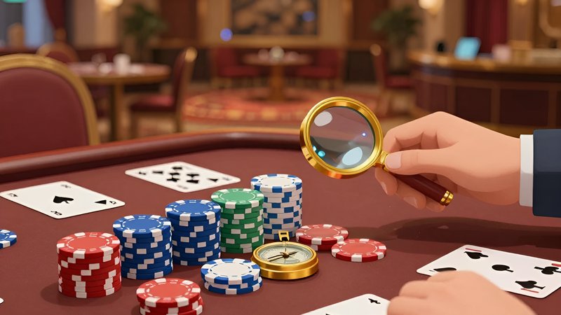 Hình minh họa phân tích vòng cược hoàn trả qua các chip casino và kính lúp