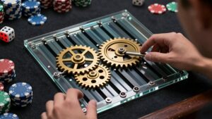 Người phân tích mô hình bánh răng vàng minh họa phân tích chi tiết vòng cược casino
